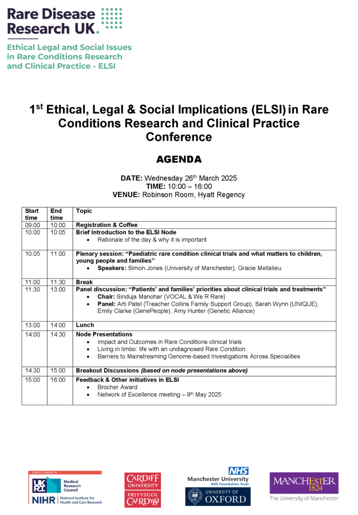 1st Conference of the ELSI Node - Agenda